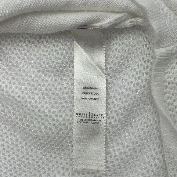 White House Black Market White Sweater w/ Mesh Detail & Butterfly Back Size M - Picture 7 of 10